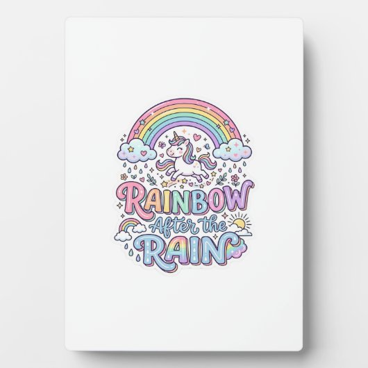 Eenhoring Regenboog Na de Regen Premium Vector Typ Fotoplaat (voorkant)