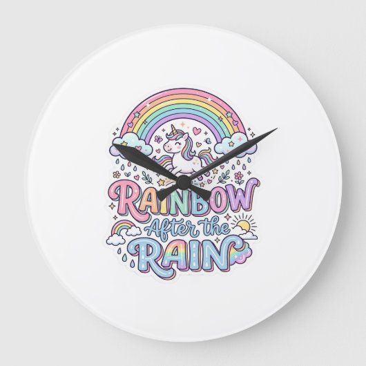 Eenhoring Regenboog Na de Regen Premium Vector Typ Grote Klok (Voorkant)