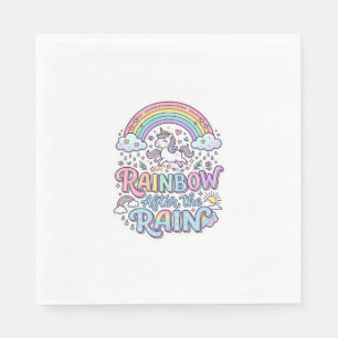 Eenhoring Regenboog Na de Regen Premium Vector Typ Servet