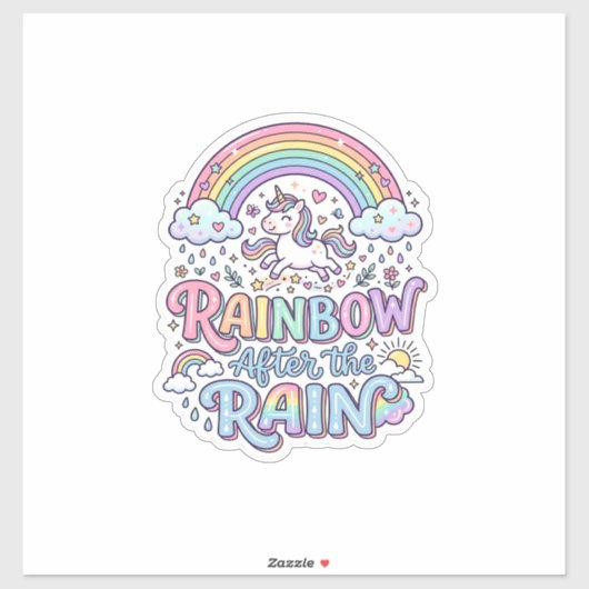 Eenhoring Regenboog Na de Regen Premium Vector Typ Sticker (Vel)
