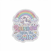 Eenhoring Regenboog Na de Regen Premium Vector Typ Sticker (Voorkant)