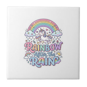Eenhoring Regenboog Na de Regen Premium Vector Typ Tegeltje