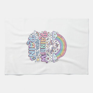 Eenhoring Regenboog Na de Regen Premium Vector Typ Theedoek