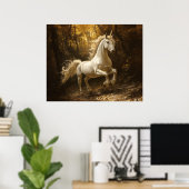 Eenhoring Rent Door Het Bos Schilderij Poster (Thuiskantoor)