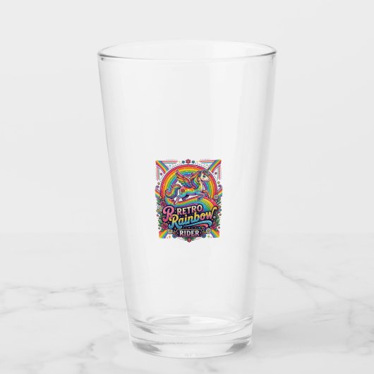 Eenhoring Retro Regenboog Ruiter Glas (Voorkant)