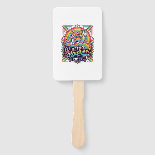 Eenhoring Retro Regenboog Ruiter Handwaaier (Voorkant)