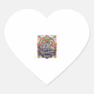 Eenhoring Retro Regenboog Ruiter Hart Sticker