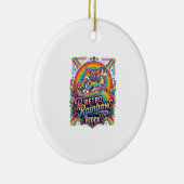 Eenhoring Retro Regenboog Ruiter Keramisch Ornament (Rechts)