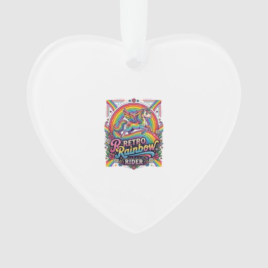 Eenhoring Retro Regenboog Ruiter Ornament (voorkant)