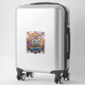 Eenhoring Retro Regenboog Ruiter Sticker (Koffer)