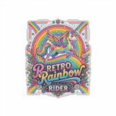 Eenhoring Retro Regenboog Ruiter Sticker (Voorkant)