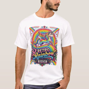 Eenhoring Retro Regenboog Ruiter T-shirt