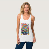 Eenhoring Retro Regenboog Ruiter Tanktop (Volledige Voorkant)