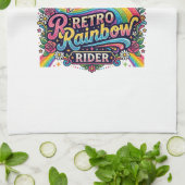 Eenhoring Retro Regenboog Ruiter Theedoek (Gevouwen)