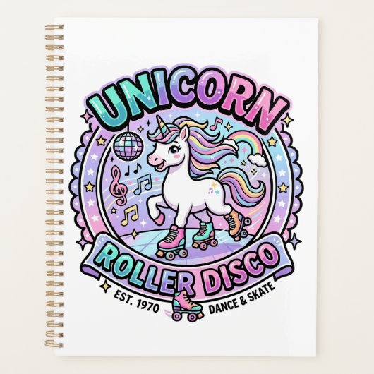 Eenhoring Roller Disco POD Klaar Marketplace Kunst Planner (Voorkant)