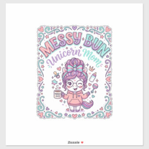 Eenhoring Rommelige Knot Eenhoring Moeder Retro St Sticker