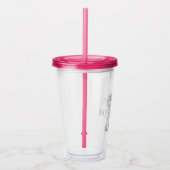 Eenhoring Roze Bloemen Acryl Drinkbeker (Rechts)
