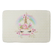 Eenhoring Roze Goud Glitters Uitzicht Naam Meisjes Badmat (Voorkant)