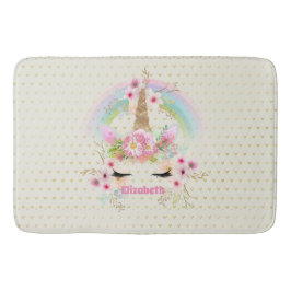 Eenhoring Roze Goud Glitters Uitzicht Naam Meisjes Badmat