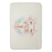 Eenhoring Roze Goud Glitters Uitzicht Naam Meisjes Badmat (Voorkant Verticaal)