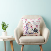 Eenhoring Roze Harten Kussen (Stoel)