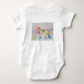 Eenhoring Schattig Eerste Verjaardag pastel Waterv Romper (Achterkant)