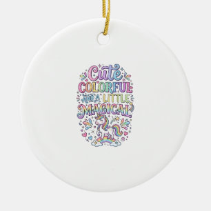 Eenhoring Schattig Kleurrijk en een Beetje Magisch Keramisch Ornament