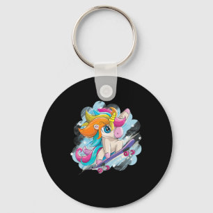 Eenhoring Skateboarden Shirt Meisjes Vrouwen Skate Sleutelhanger