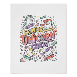 Eenhoring Skater Eenhoring Bemanning Whimsical Zaz Perfect Poster
