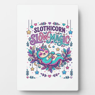 Eenhoring Slothicorn Lang Magie Kleurrijke Markt Fotoplaat