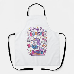 Eenhoring Sorry Ik Ben Geboekt Retro Stijl Print o Schort