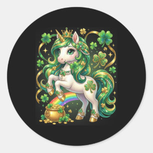 Eenhoring St. Patrick's Dag Peuter Meisjes Kind Sh Ronde Sticker