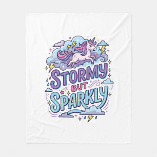 Eenhoring Stormachtig maar Glitterend Retro Stijl Fleece Deken