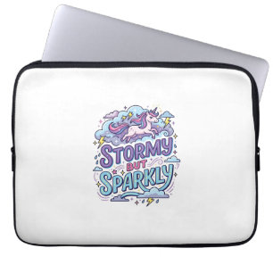 Eenhoring Stormachtig maar Glitterend Retro Stijl Laptop Sleeve