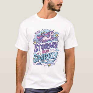 Eenhoring Stormachtig maar Glitterend Retro Stijl T-shirt