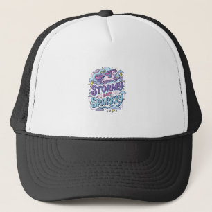 Eenhoring Stormachtig maar Glitterend Retro Stijl Trucker Pet
