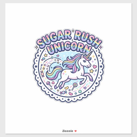 Eenhoring Suiker Storm Eenhoring Grappig Schattig Sticker (Vel)