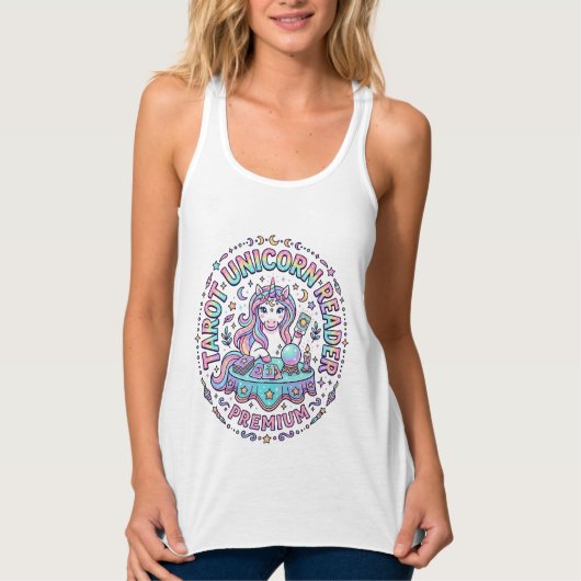Eenhoring Tarot Eenhoring Lezer Premium Grappige P Tanktop (Voorkant)