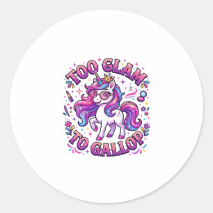 Eenhoring Te Glamoureus om te Galopperen Commercië Ronde Sticker