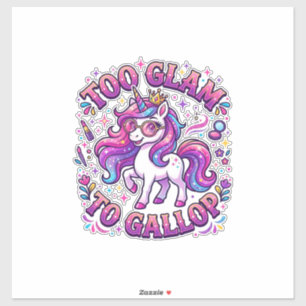 Eenhoring Te Glamoureus om te Galopperen Commercië Sticker
