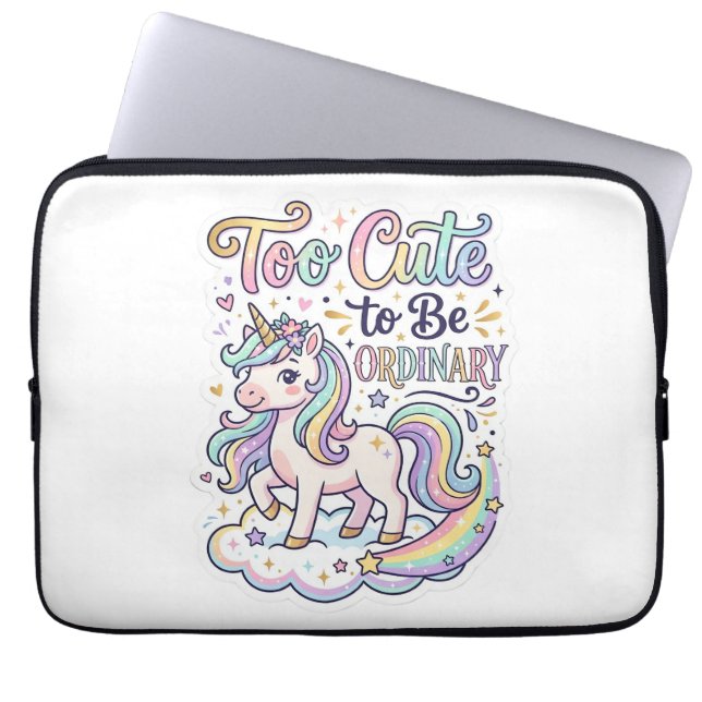 Eenhoring Te Schattig Om Gewone Premium Vector Sti Laptop Sleeve (Voorkant)