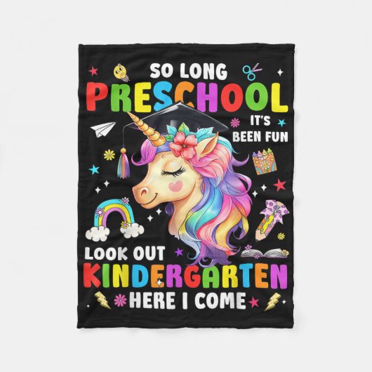 Eenhoring Vaarwel Pre K Afstuderen Kleuterschool H Fleece Deken (Voorkant)