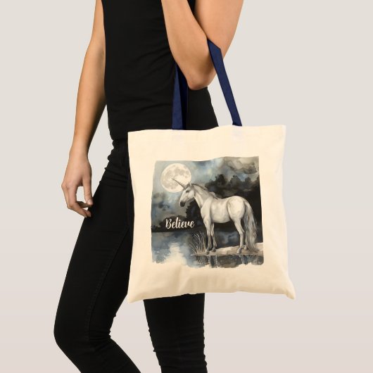 Eenhoring Volle Maan Geloof Tote Bag (Voorkant (product))