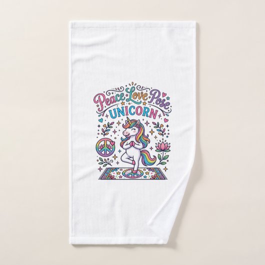 Eenhoring Vrede Liefde Pose Eenhoring Witte Achter Handdoek (Handdoek)