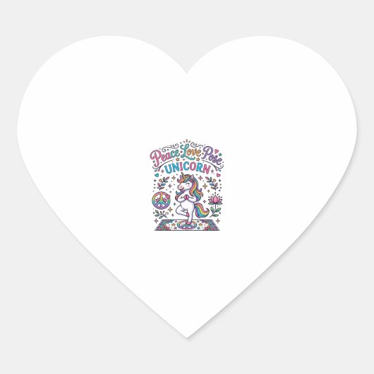 Eenhoring Vrede Liefde Pose Eenhoring Witte Achter Hart Sticker (Voorkant)