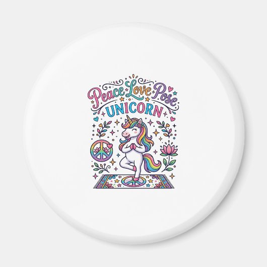 Eenhoring Vrede Liefde Pose Eenhoring Witte Achter Magneet (Voorkant)