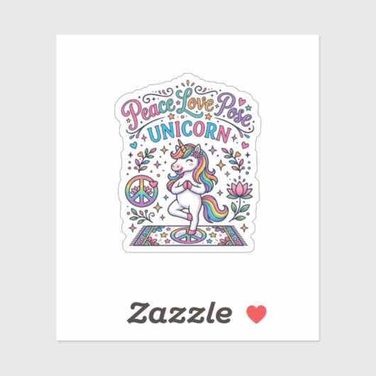 Eenhoring Vrede Liefde Pose Eenhoring Witte Achter Sticker (Vel)