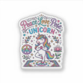 Eenhoring Vrede Liefde Pose Eenhoring Witte Achter Sticker (Voorkant)