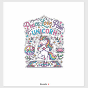 Eenhoring Vrede Liefde Pose Eenhoring Witte Achter Sticker