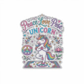 Eenhoring Vrede Liefde Pose Eenhoring Witte Achter Sticker (Voorkant)